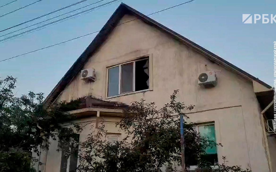 Оперштаб показал последствия падения БПЛА на дом в Краснодаре. Видео